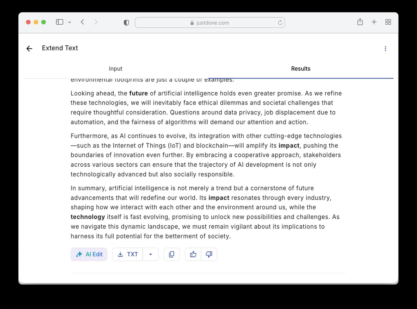Review and edit AI-expanded text to personalize the output